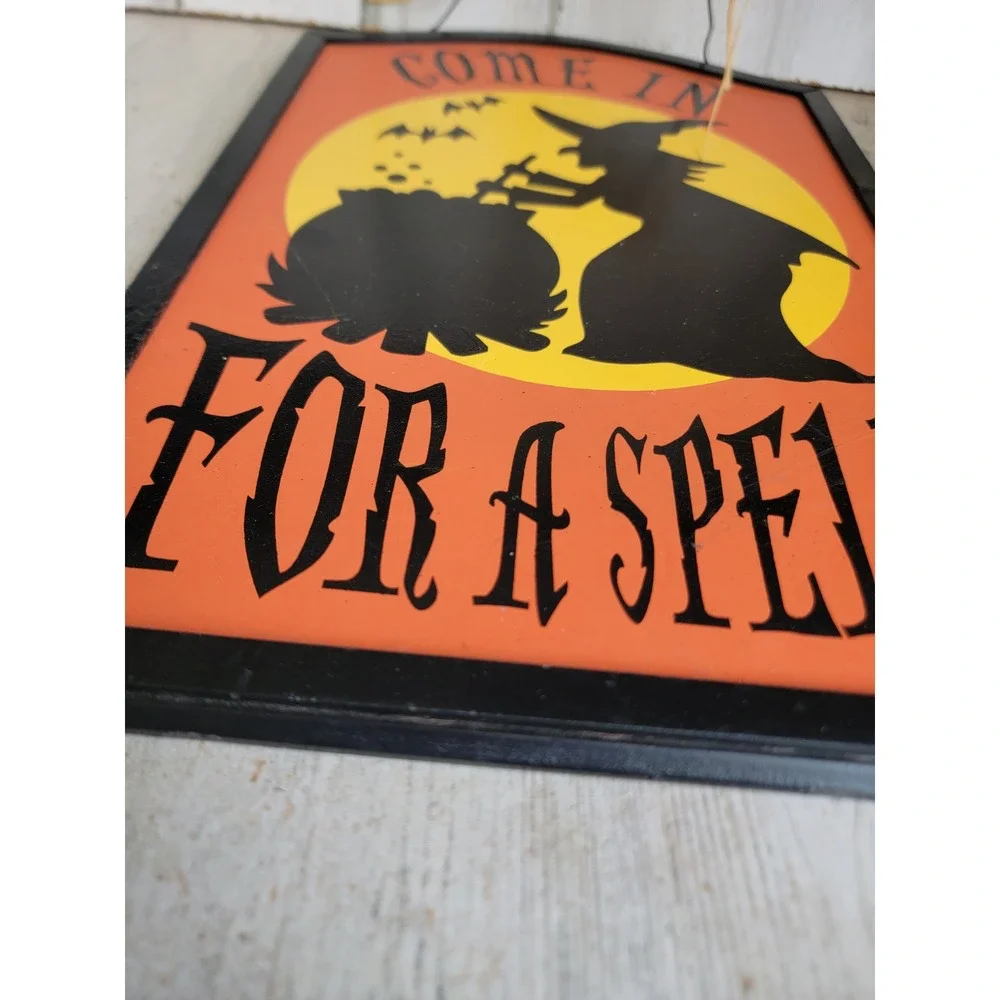 Halloween come in for a spell witch sign unique wall home decor cauldron